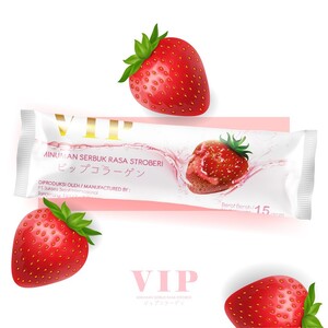 CEK BPOM VIP Minuman Serbuk Kolagen Rasa Stroberi