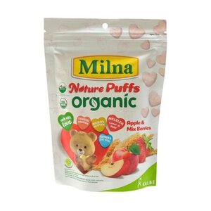 CEK BPOM Milna Nature Makanan Ringan Organik Rasa Apel dan Campuran Buah Beri