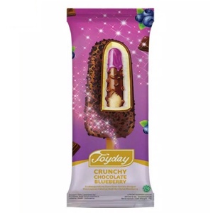 CEK BPOM Joyday Es Susu Rasa Vanilla Dengan Dua Lapisan Cokelat Malt dan Selai Blueberry (Crunchy Chocolate Blueberry)