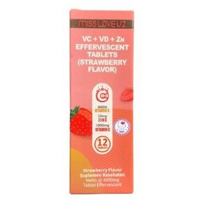 CEK BPOM Miss Love U2 VC+Vd+Zn Effervescent Tablets (Strawberry Flavor)